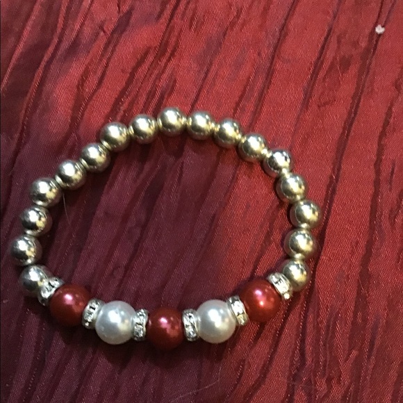 Pearl bracelet sterling silver and ruby - Picture 4 of 4